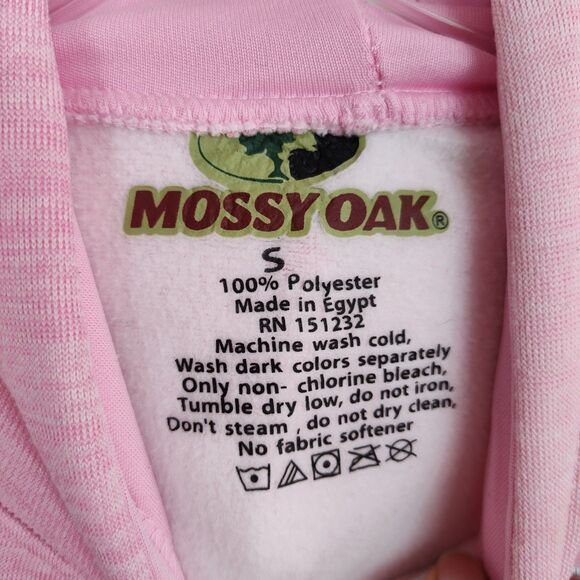 Mossy Oak Hoodie Sweatshirt Women's S Pink Large Flag Logo Pullover Pockets - Picture 8 of 10